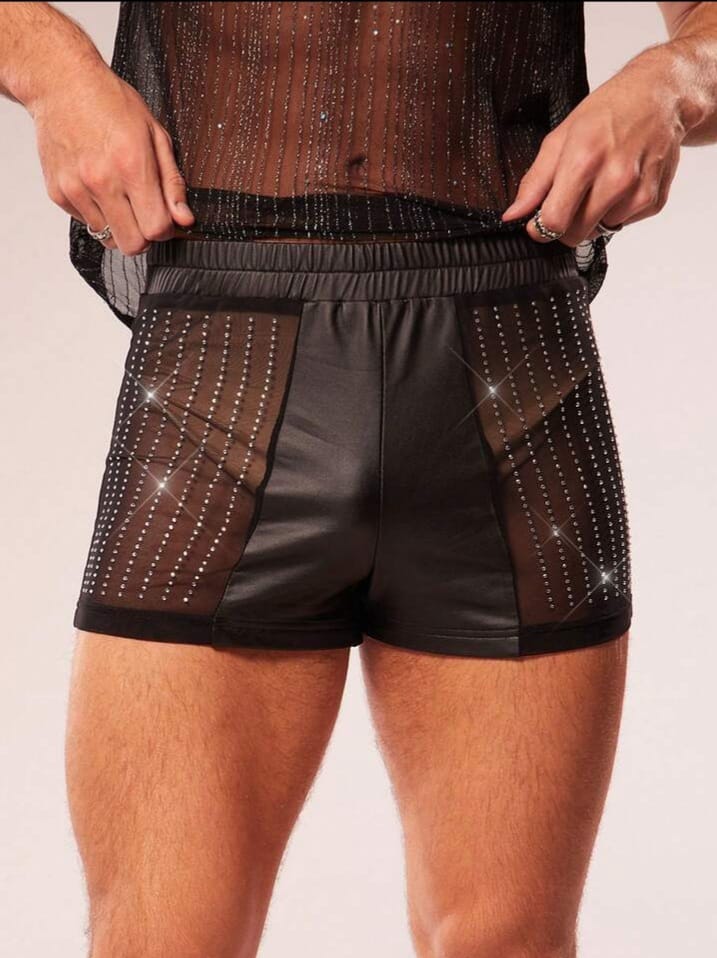 Men's Mesh & PU Rhinestone Embellished Casual Night shoot